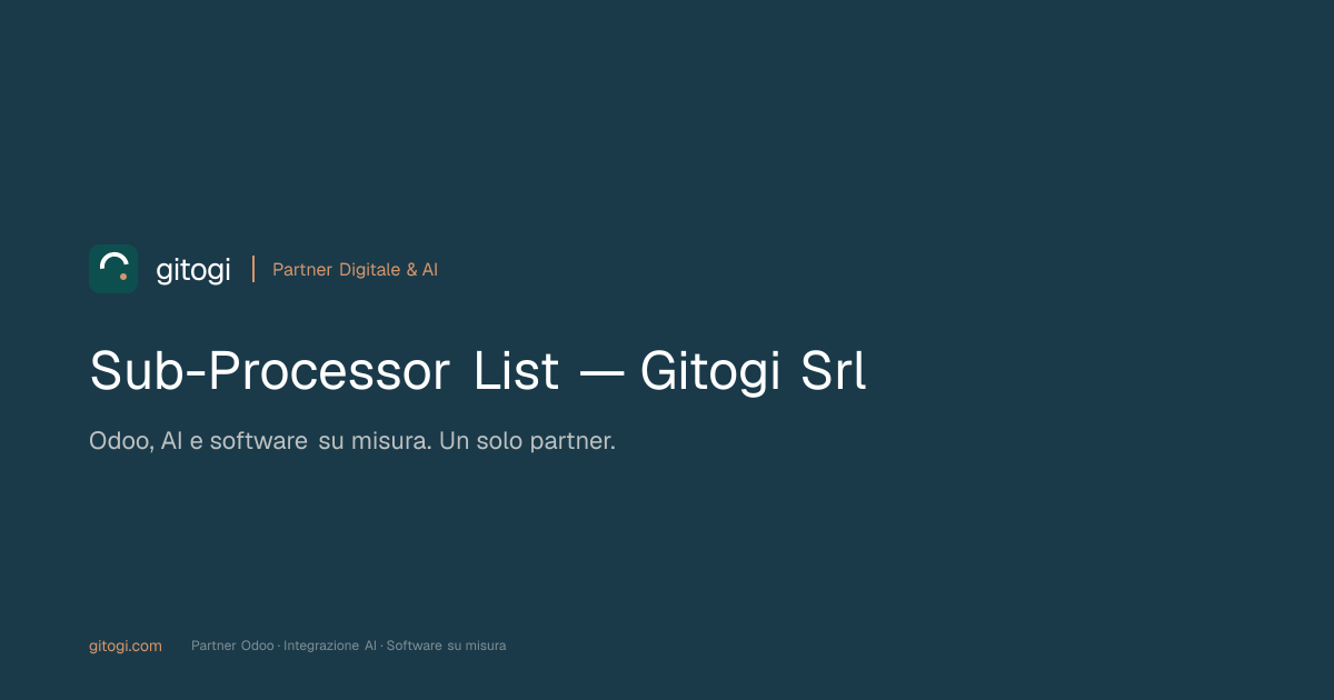 Sub-Processor List — Gitogi Srl | Gitogi